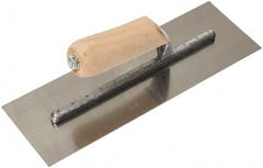 SEYMOUR-MIDWEST - Carbon Steel Finish Trowel - 12" Long x 4" Wide, Wood Handle - Eagle Tool & Supply