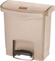 Rubbermaid - 4 Gal Rectangle Unlabeled Trash Can - 15.7" High x 14-7/8" Long, Beige, Resin - Eagle Tool & Supply