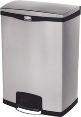 Rubbermaid - 24 Gal Rectangle Unlabeled Trash Can - 31.83" High x 21-3/4" Long, Chrome, Black, Metal - Eagle Tool & Supply