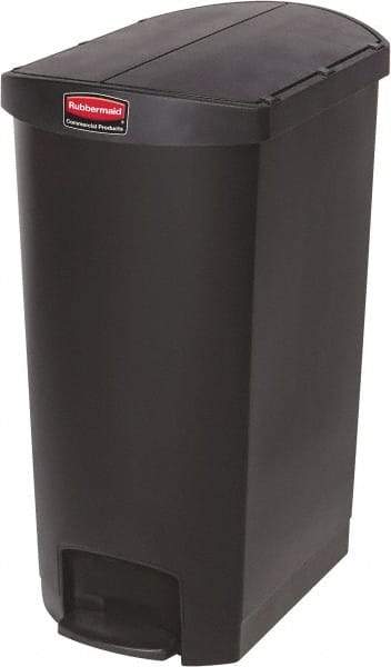 Rubbermaid - 18 Gal Rectangle Unlabeled Trash Can - 30.76" High x 14-3/4" Long, Black, Resin - Eagle Tool & Supply