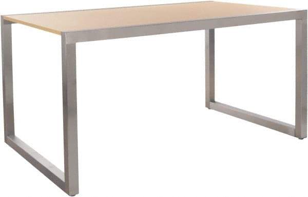 ECONOCO - 60" Long x 36" Wide x 30" High Stationary Display Table - Maple & Satin Chrome (Color), Melamine Top - Eagle Tool & Supply