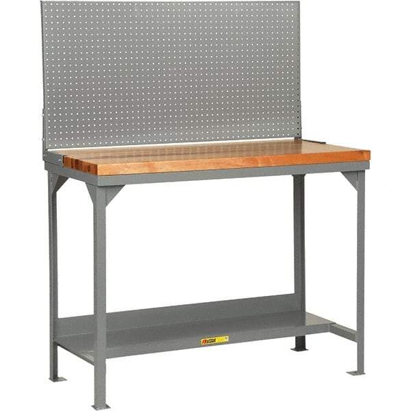 Little Giant - 60 Wide x 30" Deep x 36" High, Butcher Block Workbench - 1-3/4" Butcher Block Top, Fixed Legs, Gray - Eagle Tool & Supply