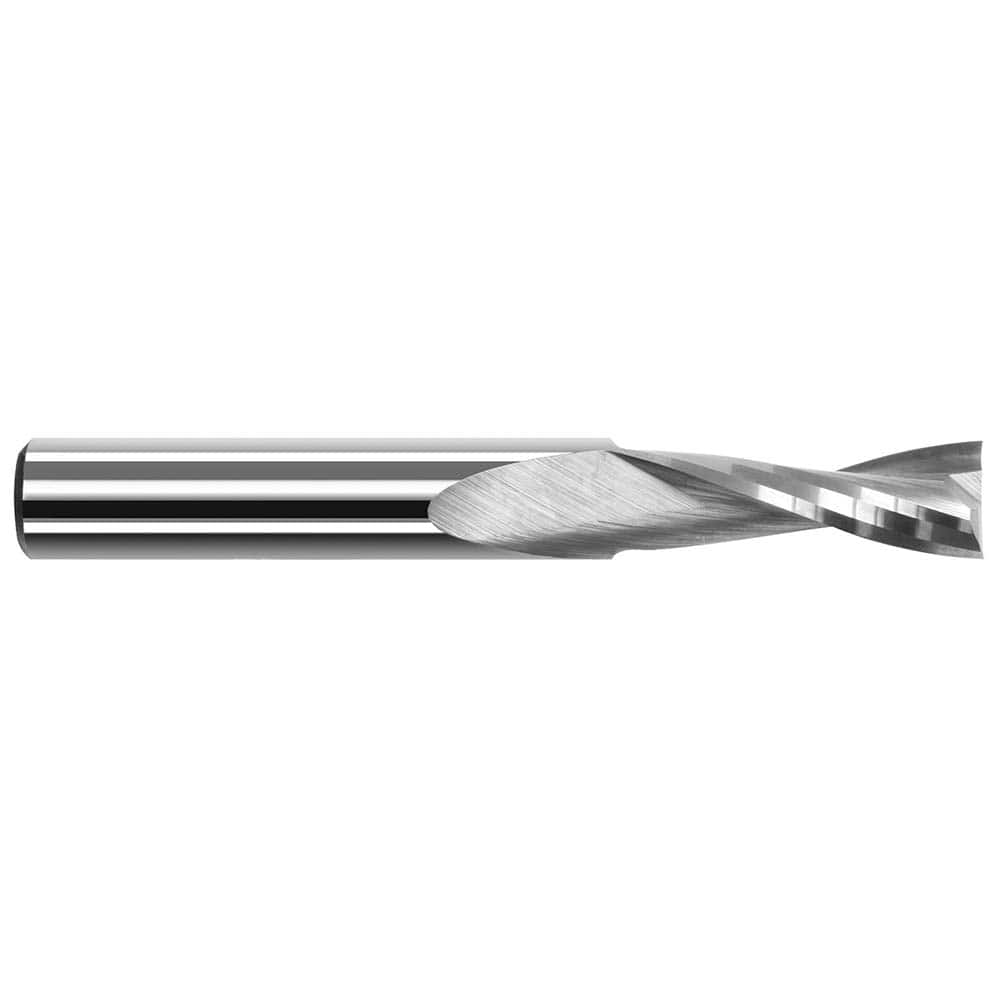 Square End Mill: 3/8'' Dia, 3'' LOC, 3/8'' Shank Dia, 6'' OAL, 2 Flutes, Solid Carbide Single End, Uncoated, Upcut Flute, 20 ° Helix, Centercutting, RH Cut, RH Flute