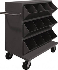 Durham - 2,400 Lb Capacity, 24" Wide x 36" Long x 49-1/4" High Storage Bin Cart - 12 Slot, Steel, 2 Rigid/2 Swivel Casters - Eagle Tool & Supply
