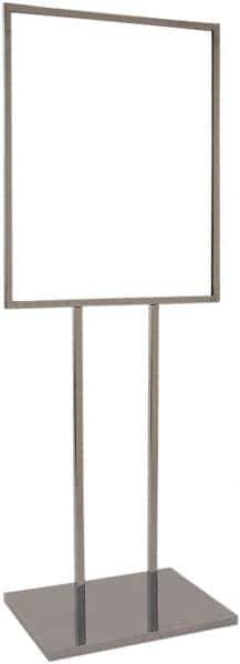 ECONOCO - 22 Inch Wide x 28 Inch High Sign Compatibility, Steel Square Frame Bulletin Sign Holder - Chrome, 60 Inch Holder Height, Holds 1 Sign - Eagle Tool & Supply