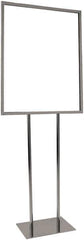 ECONOCO - 22 Inch Wide x 28 Inch High Sign Compatibility, Steel Square Frame Bulletin Sign Holder - Chrome, 60 Inch Holder Height, Holds 1 Sign - Eagle Tool & Supply