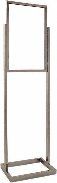 ECONOCO - 14 Inch Wide x 22 Inch High Sign Compatibility, Steel Square Frame Bulletin Sign Holder - Chrome, 56 Inch Holder Height, Holds 1 Sign - Eagle Tool & Supply