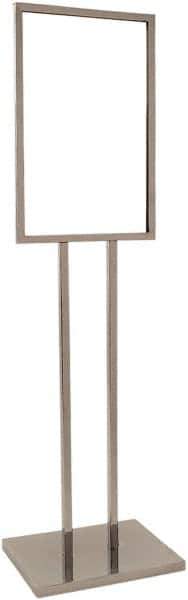 ECONOCO - 14 Inch Wide x 22 Inch High Sign Compatibility, Steel Square Frame Bulletin Sign Holder - Chrome, 53 Inch Holder Height, Holds 1 Sign - Eagle Tool & Supply