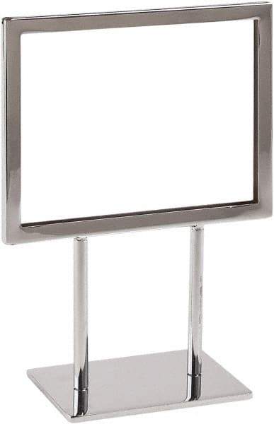 ECONOCO - 7 Inch Wide x 5-1/2 Inch High Sign Compatibility, Steel Square Frame Sign Holder - Chrome, 5-1/2 Inch Holder Height, Holds 1 Sign - Eagle Tool & Supply