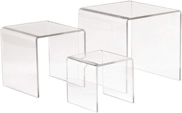 ECONOCO - 3, 4 & 5" High x 3, 4 & 5" Wide x 3, 4 & 5" Deep, Display Riser Plastic Shelving - Clear - Eagle Tool & Supply