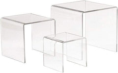 ECONOCO - 3, 4 & 5" High x 3, 4 & 5" Wide x 3, 4 & 5" Deep, Display Riser Plastic Shelving - Clear - Eagle Tool & Supply