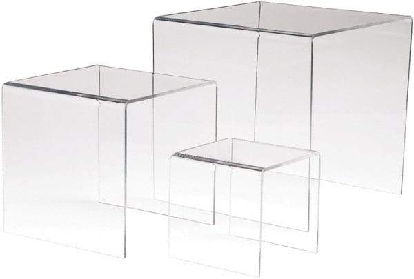 ECONOCO - 4, 6 & 8" High x 4, 6 & 8" Wide x 4, 6 & 8" Deep, Display Riser Plastic Shelving - Clear - Eagle Tool & Supply