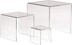 ECONOCO - 3, 5 & 7" High x 3, 5 & 7" Wide x 3, 5 & 7" Deep, Display Riser Plastic Shelving - Clear - Eagle Tool & Supply