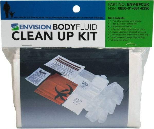 Ability One - 9 Piece, 1 Person, Body Fluid Clean-Up First Aid Kit - Plastic Bag - Eagle Tool & Supply