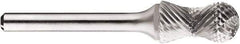 SGS Pro - 1/2" Cut Diam, 1/4" Shank Diam, Cylinder with Radius Head Double Cut Burr - Carbide, Radius End, 1" LOC, 1" OAL - Eagle Tool & Supply