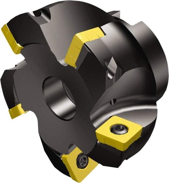 Sandvik Coromant - 6 Inserts, 56mm Cut Diam, 27mm Arbor Diam, 2mm Max Depth of Cut, Indexable Square-Shoulder Face Mill - 10° Lead Angle, 50mm High, R210-140512M Insert Compatibility, Through Coolant, Series CoroMill 210 - Eagle Tool & Supply