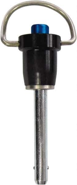 Monroe Engineering Products - 1/4" Diam, 1" Usable Length, Ring Handle, Push Button Quick Release Pin - 2-3/4" OAL, Grade 17-4 Stainless Steel - Eagle Tool & Supply