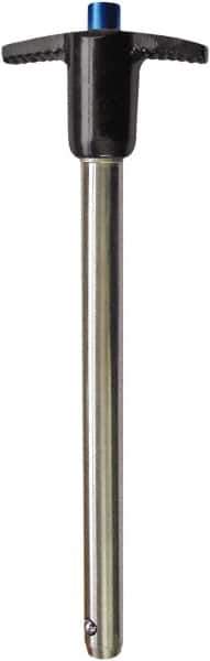 Monroe Engineering Products - 3/4" Diam, 3" Usable Length, T Handle, Push Button Quick Release Pin - 5-5/8" OAL, Grade 4140 Steel, Zinc-Plated Finish - Eagle Tool & Supply
