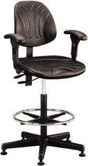 Bevco - 21 to 31" High Adjustable Chair - 27" Wide x 27" Deep, Polyurethane Seat, Black - Eagle Tool & Supply