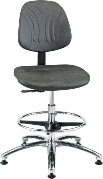 Bevco - 20-1/2 to 30-1/2" High Adjustable Chair - 27" Wide x 27" Deep, Polyurethane Seat, Black - Eagle Tool & Supply