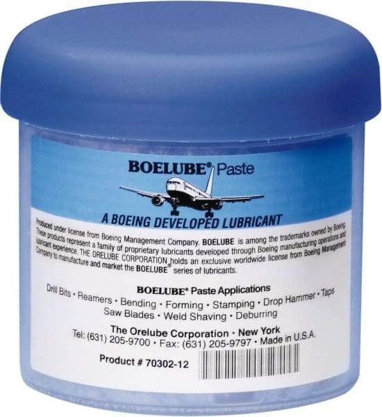 Boelube - BoeLube, 12 oz Jar Cutting Fluid - Paste, For Bending, Forming, Near Dry Machining (NDM) - Eagle Tool & Supply