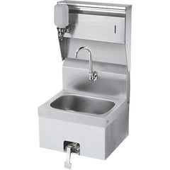 Krowne - 10" Long x 14" Wide Inside, 1 Compartment, Grade 304 Stainless Steel Hand Sink with Knee Valve - 20 Gauge, 24" Long x 16" Wide x 15" High Outside, 6" Deep - Eagle Tool & Supply