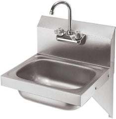 Krowne - 10" Long x 14" Wide Inside, 1 Compartment, Grade 304 Stainless Steel Hand Sink with Side Support - 20 Gauge, 20" Long x 16" Wide x 15" High Outside, 6" Deep - Eagle Tool & Supply