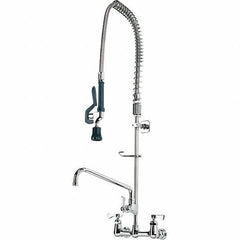 Krowne - Wall Mount, Add On Faucet for Pre-Rinse Units with Spray - Two Handle, Color Coded, Blade Handle, Gooseneck Spout with Hose, No Drain - Eagle Tool & Supply