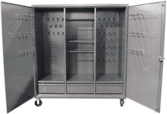 Strong Hold - 3 Shelf 3 Bin Pegboard Storage Cabinet - Steel, 72" Wide x 24" Deep x 80" High, Dark Gray - Eagle Tool & Supply