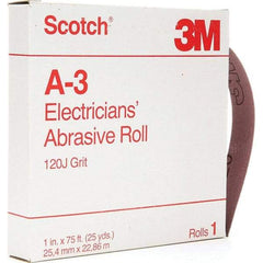 3M - 1" x 25 Yd 120 Grit Aluminum Oxide Shop Roll - Fine Grade - Eagle Tool & Supply