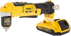 DeWALT - 20 Volt 3/8" Chuck Right Angle Handle Cordless Drill - 0-650 & 0-2000 RPM, Keyless Chuck, Reversible, 1 Lithium-Ion Battery Included - Eagle Tool & Supply