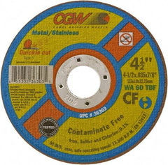 Camel Grinding Wheels - 5" 60 Grit Aluminum Oxide Cutoff Wheel - 0.04" Thick, 7/8" Arbor, 12,250 Max RPM - Eagle Tool & Supply