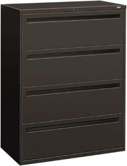 Hon - 42" Wide x 53-1/4" High x 19-1/4" Deep, 4 Drawer Lateral File - Steel, Charcoal - Eagle Tool & Supply