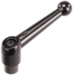 KIPP - M4 x 0.7, 13mm Hub Diam, Zinc Die Cast (Steel Components) Tapped Adjustable Clamping Lever - 46mm OAL, 32.5mm High, 9mm Hole Depth - Eagle Tool & Supply