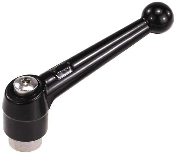 KIPP - #10-24, 0.51" Hub Diam, Zinc Die Cast (Stainless Steel Components) Tapped Adjustable Clamping Lever - 1.81" OAL, 1.28" High, 0.35" Hole Depth - Eagle Tool & Supply