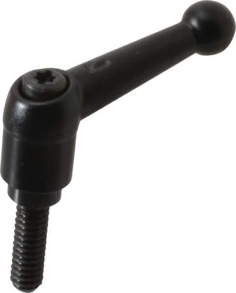 KIPP - 1/4-20, 13mm Hub Diam, Zinc Die Cast (Steel Components) Threaded Stud Adjustable Clamping Lever - 0.79" Stud Length, 46mm OAL, 32.5mm High - Eagle Tool & Supply