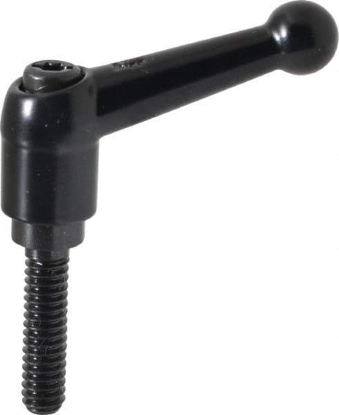 KIPP - 1/4-20, 13mm Hub Diam, Zinc Die Cast (Steel Components) Threaded Stud Adjustable Clamping Lever - 0.98" Stud Length, 46mm OAL, 32.5mm High - Eagle Tool & Supply
