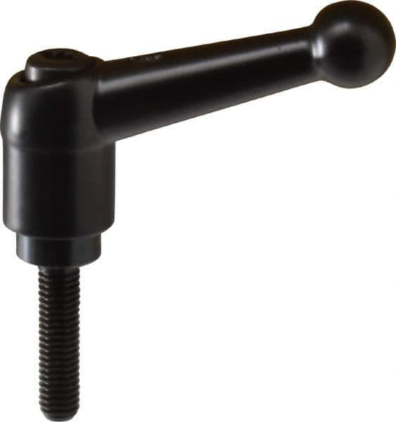 KIPP - M x 5 x 0.8, 13mm Hub Diam, Zinc Die Cast (Steel Components) Metric Threaded Stud Adjustable Clamping Lever - 20mm Stud Length, 46mm OAL, 32.5mm High - Eagle Tool & Supply