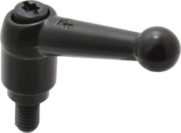 KIPP - M6 x 1.0, 13mm Hub Diam, Zinc Die Cast (Steel Components) Metric Threaded Stud Adjustable Clamping Lever - 10mm Stud Length, 46mm OAL, 32.5mm High - Eagle Tool & Supply