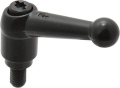 KIPP - M6 x 1.0, 13mm Hub Diam, Zinc Die Cast (Steel Components) Metric Threaded Stud Adjustable Clamping Lever - 10mm Stud Length, 46mm OAL, 32.5mm High - Eagle Tool & Supply
