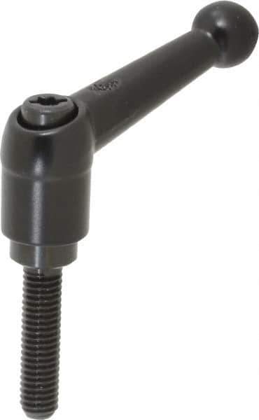KIPP - M6 x 1.0, 13mm Hub Diam, Zinc Die Cast (Steel Components) Metric Threaded Stud Adjustable Clamping Lever - 25mm Stud Length, 46mm OAL, 32.5mm High - Eagle Tool & Supply