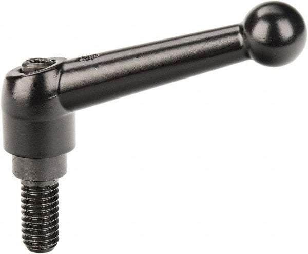KIPP - 3/8-16, 0.71" Hub Diam, Zinc Die Cast (Steel Components) Threaded Stud Adjustable Clamping Lever - 0.79" Stud Length, 2.87" OAL, 1.79" High - Eagle Tool & Supply