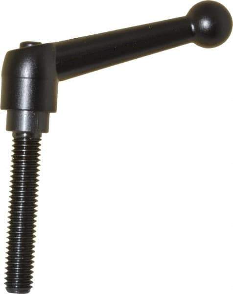 KIPP - 3/8-16, 0.71" Hub Diam, Zinc Die Cast (Steel Components) Threaded Stud Adjustable Clamping Lever - 1.97" Stud Length, 2.87" OAL, 1.79" High - Eagle Tool & Supply
