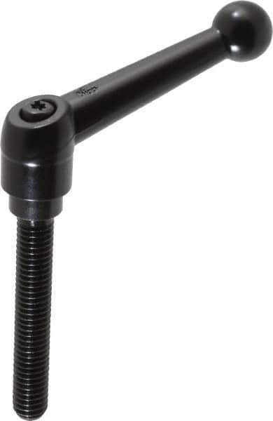 KIPP - 3/8-16, 0.71" Hub Diam, Zinc Die Cast (Steel Components) Threaded Stud Adjustable Clamping Lever - 2.36" Stud Length, 2.87" OAL, 1.79" High - Eagle Tool & Supply