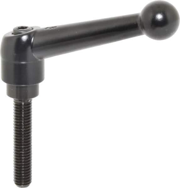KIPP - M8 x 1.25, 18mm Hub Diam, Zinc Die Cast (Steel Components) Metric Threaded Stud Adjustable Clamping Lever - 40mm Stud Length, 73mm OAL, 45.5mm High - Eagle Tool & Supply