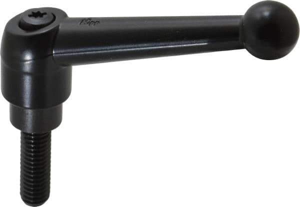 KIPP - 3/8-16, 0.83" Hub Diam, Zinc Die Cast (Steel Components) Threaded Stud Adjustable Clamping Lever - 1.18" Stud Length, 3.54" OAL, 2.26" High - Eagle Tool & Supply