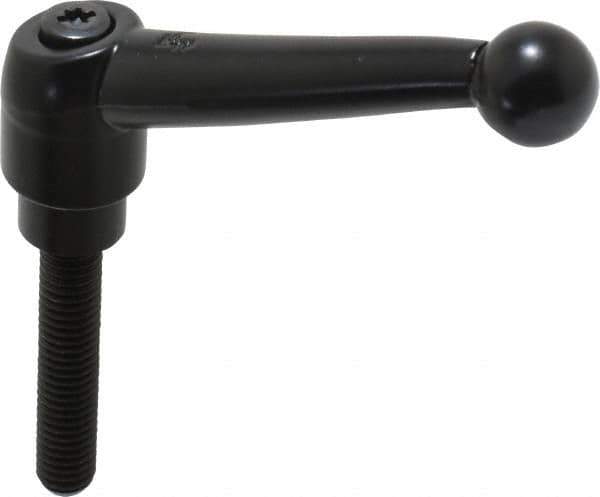 KIPP - 3/8-16, 0.83" Hub Diam, Zinc Die Cast (Steel Components) Threaded Stud Adjustable Clamping Lever - 1.97" Stud Length, 3.54" OAL, 2.26" High - Eagle Tool & Supply
