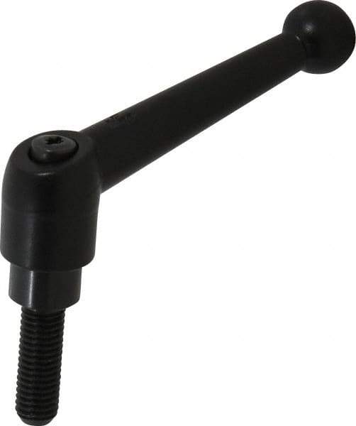 KIPP - M10 x 1.5, 21mm Hub Diam, Zinc Die Cast (Steel Components) Metric Threaded Stud Adjustable Clamping Lever - 30mm Stud Length, 90mm OAL, 57.5mm High - Eagle Tool & Supply