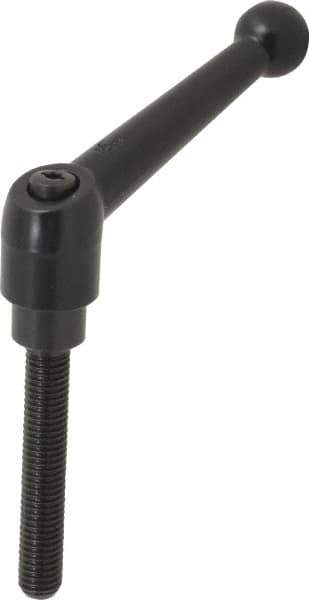 KIPP - M10 x 1.5, 21mm Hub Diam, Zinc Die Cast (Steel Components) Metric Threaded Stud Adjustable Clamping Lever - 60mm Stud Length, 90mm OAL, 57.5mm High - Eagle Tool & Supply