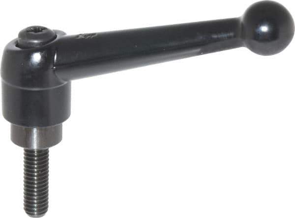 KIPP - 3/8-16, 0.98" Hub Diam, Zinc Die Cast (Steel Components) Threaded Stud Adjustable Clamping Lever - 1.18" Stud Length, 4-1/4" OAL, 2.64" High - Eagle Tool & Supply